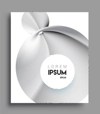 İş broşürü kapağı tasarımı için soyut geometrik çizgi desenli arka plan. Siyah ve beyaz, pankartlar, broşürler, posterler, kapaklar ve afişler için kullanılabilir. Vektör Tasarımı