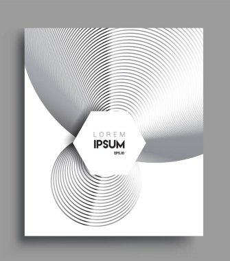 İş broşürü kapağı tasarımı için soyut geometrik çizgi desenli arka plan. Siyah ve beyaz, pankartlar, broşürler, posterler, kapaklar ve afişler için kullanılabilir. Vektör Tasarımı