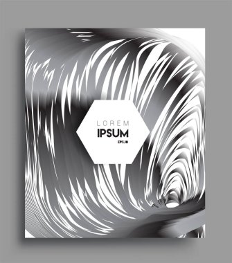 İş broşürü kapağı tasarımı için soyut geometrik çizgi desenli arka plan. Siyah ve beyaz, pankartlar, broşürler, posterler, kapaklar ve afişler için kullanılabilir. Vektör Tasarımı