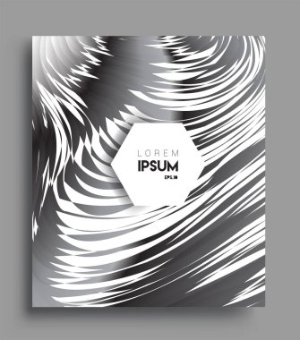 İş broşürü kapağı tasarımı için soyut geometrik çizgi desenli arka plan. Siyah ve beyaz, pankartlar, broşürler, posterler, kapaklar ve afişler için kullanılabilir. Vektör Tasarımı