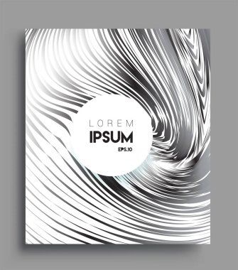 İş broşürü kapağı tasarımı için soyut geometrik çizgi desenli arka plan. Siyah ve beyaz, pankartlar, broşürler, posterler, kapaklar ve afişler için kullanılabilir. Vektör Tasarımı