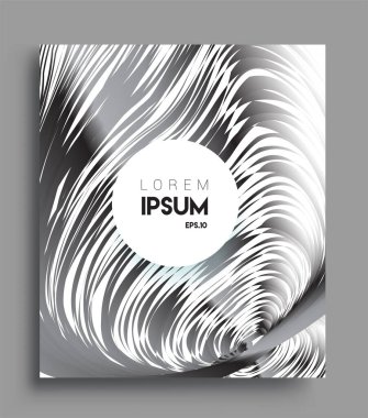 İş broşürü kapağı tasarımı için soyut geometrik çizgi desenli arka plan. Siyah ve beyaz, pankartlar, broşürler, posterler, kapaklar ve afişler için kullanılabilir. Vektör Tasarımı