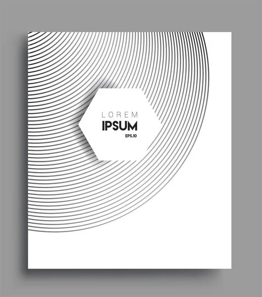 İş broşürü kapağı tasarımı için soyut geometrik çizgi desenli arka plan. Siyah ve beyaz, pankartlar, broşürler, posterler, kapaklar ve afişler için kullanılabilir. Vektör Tasarımı