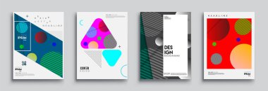 Modern soyut kapaklar seti. Cool gradient şekilleri bileşimi, vektör tasarımı kapsar.