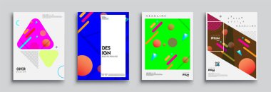 Modern soyut kapaklar seti. Cool gradient şekilleri bileşimi, vektör tasarımı kapsar.