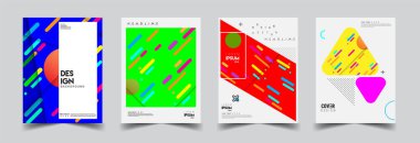 Modern soyut kapaklar seti. Cool gradient şekilleri bileşimi, vektör tasarımı kapsar.