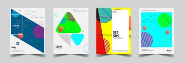 Modern soyut kapaklar seti. Cool gradient şekilleri bileşimi, vektör tasarımı kapsar.