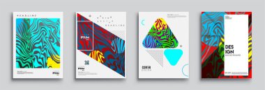 Modern soyut kapaklar seti. Cool gradient şekilleri bileşimi, vektör tasarımı kapsar.