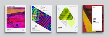 Modern soyut kapaklar seti. Cool gradient şekilleri bileşimi, vektör tasarımı kapsar.