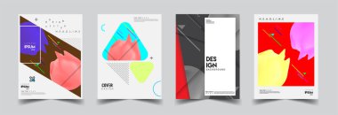 Modern soyut kapaklar seti. Cool gradient şekilleri bileşimi, vektör tasarımı kapsar.