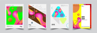Modern soyut kapaklar seti. Cool gradient şekilleri bileşimi, vektör tasarımı kapsar.