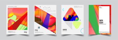 Modern soyut kapaklar seti. Cool gradient şekilleri bileşimi, vektör tasarımı kapsar.