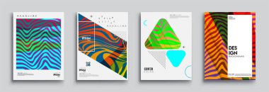 Modern soyut kapaklar seti. Cool gradient şekilleri bileşimi, vektör tasarımı kapsar.