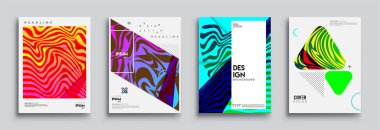 Modern soyut kapaklar seti. Cool gradient şekilleri bileşimi, vektör tasarımı kapsar.