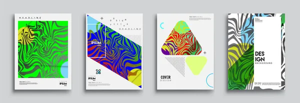 Moderne Abstracte Hoezen Cool Gradiënt Vormen Samenstelling Vector Covers Ontwerp — Stockvector