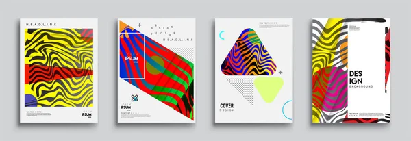 Modern Abstract Covers Set Cool Gradient Shapes Composition Vector Covers — Stock Vector