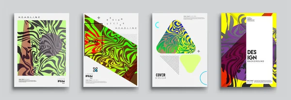 Conjunto Cubiertas Abstractas Modernas Cool Gradiente Formas Composición Vector Cubre — Archivo Imágenes Vectoriales