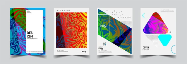 Moderne Abstracte Hoezen Cool Gradiënt Vormen Samenstelling Vector Covers Ontwerp — Stockvector