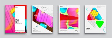 Modern soyut kapaklar seti. Cool gradient şekilleri bileşimi, vektör tasarımı kapsar.