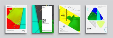 Modern soyut kapaklar seti. Cool gradient şekilleri bileşimi, vektör tasarımı kapsar.