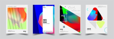 Modern soyut kapaklar seti. Cool gradient şekilleri bileşimi, vektör tasarımı kapsar.