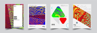 Modern soyut kapaklar seti. Cool gradient şekilleri bileşimi, vektör tasarımı kapsar.