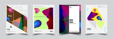 Modern soyut kapaklar seti. Cool gradient şekilleri bileşimi, vektör tasarımı kapsar.