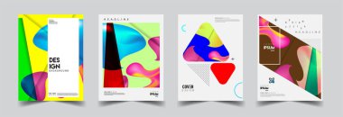 Modern soyut kapaklar seti. Cool gradient şekilleri bileşimi, vektör tasarımı kapsar.