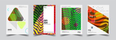 Modern soyut kapaklar seti. Cool gradient şekilleri bileşimi, vektör tasarımı kapsar.