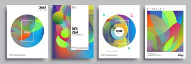 Modern soyut kapaklar seti. Cool gradient şekilleri bileşimi, vektör tasarımı kapsar.