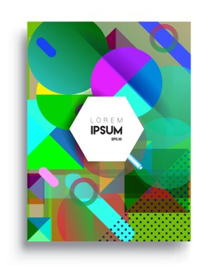 Minimalistic design, creative concept Abstract geometric design, Memphis pattern and colorful background. Applicable for placards, brochures, posters, covers and banners.