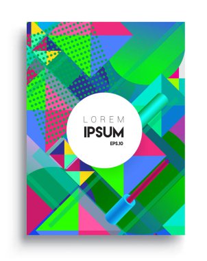 Minimalistic design, creative concept Abstract geometric design, Memphis pattern and colorful background. Applicable for placards, brochures, posters, covers and banners.