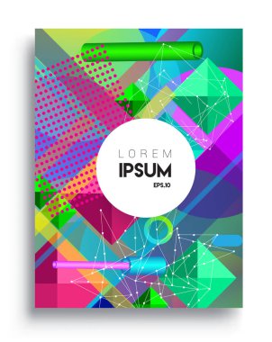 Minimalistic design, creative concept Abstract geometric design, Memphis pattern and colorful background. Applicable for placards, brochures, posters, covers and banners.
