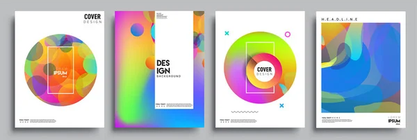 Modern Abstract Covers Set Cool Gradient Shapes Composition Vector Covers — Stock Vector