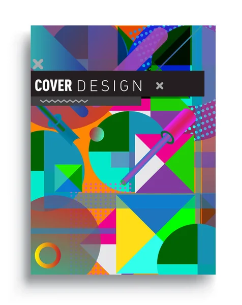 Minimalistic Design Creative Concept Abstract Geometric Design Memphis Pattern Colorful — Vettoriale Stock