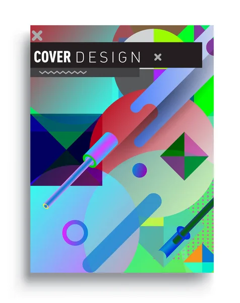 Minimalistic Design Creative Concept Abstract Geometric Design Memphis Pattern Colorful — Stockvector