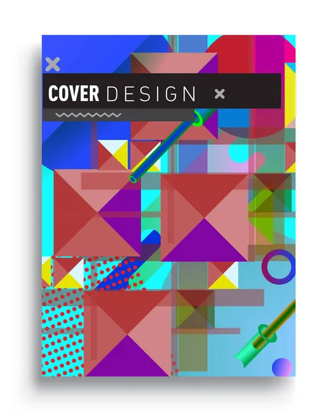 Minimalistic Design Creative Concept Abstract Geometric Design Memphis Pattern Colorful — ストックベクタ