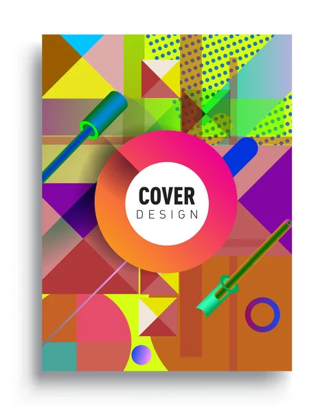 Minimalistic Design Creative Concept Abstract Geometric Design Memphis Pattern Colorful — Stok Vektör