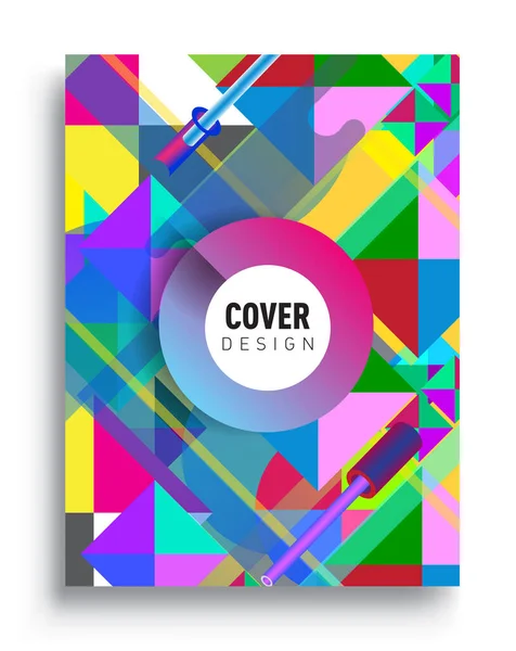 Minimalistic Design Creative Concept Abstract Geometric Design Memphis Pattern Colorful — Διανυσματικό Αρχείο