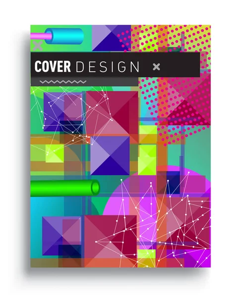 Minimalistic Design Creative Concept Abstract Geometric Design Memphis Pattern Colorful — Stok Vektör