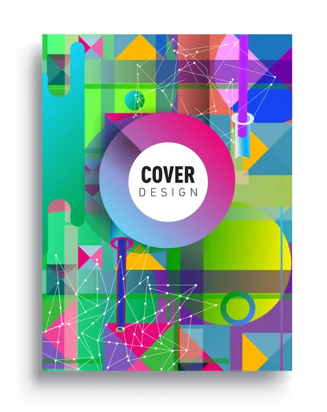 Minimalistic Design Creative Concept Abstract Geometric Design Memphis Pattern Colorful — Stockvector