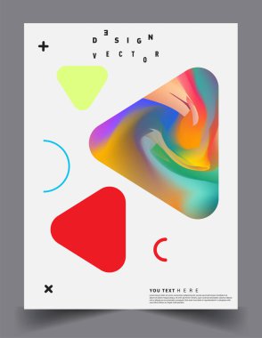 Sıvı renk ve sıvı renkli şekillerle kaplama tasarımı. Soyut çizgilerin ve stil grafik geometrik elementlerin düzenlenmesi. Pankartlar, broşürler, posterler, kapaklar ve afişler için kullanılabilir. Vektör