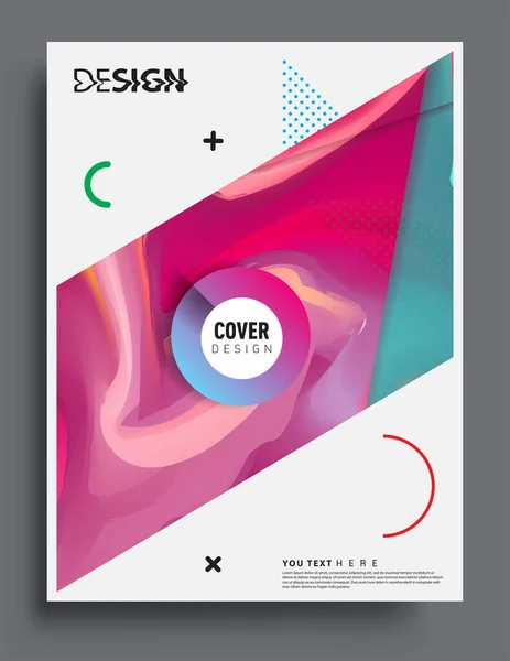 Cubre Diseño Con Color Líquido Formas Coloridas Líquidas Disposición Líneas — Vector de stock