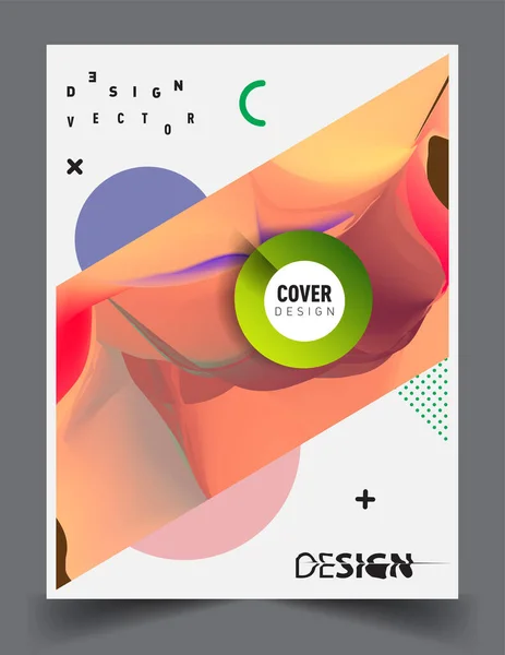 Deckt Design Mit Flüssiger Farbe Und Flüssigen Bunten Formen Anordnung — Stockvektor