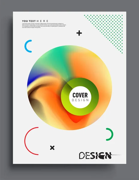 Deckt Design Mit Flüssiger Farbe Und Flüssigen Bunten Formen Anordnung — Stockvektor