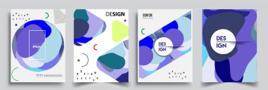 Modern soyut kaplama setleri. Cool gradient şekilleri bileşimi, vektör tasarımı kapsar.