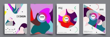 Modern soyut kaplama setleri. Cool gradient şekilleri bileşimi, vektör tasarımı kapsar.