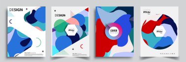Modern soyut kaplama setleri. Cool gradient şekilleri bileşimi, vektör tasarımı kapsar.
