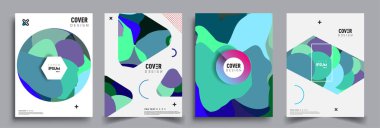 Modern soyut kaplama setleri. Cool gradient şekilleri bileşimi, vektör tasarımı kapsar.