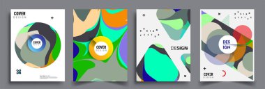 Modern soyut kaplama setleri. Cool gradient şekilleri bileşimi, vektör tasarımı kapsar.